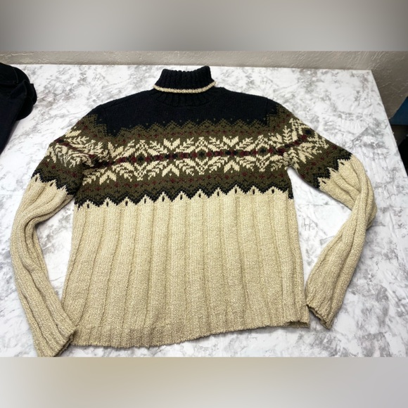 Vintage Sarah Bentley Cream & Brown Thick Knit Sweater Size Medium - Picture 9 of 15